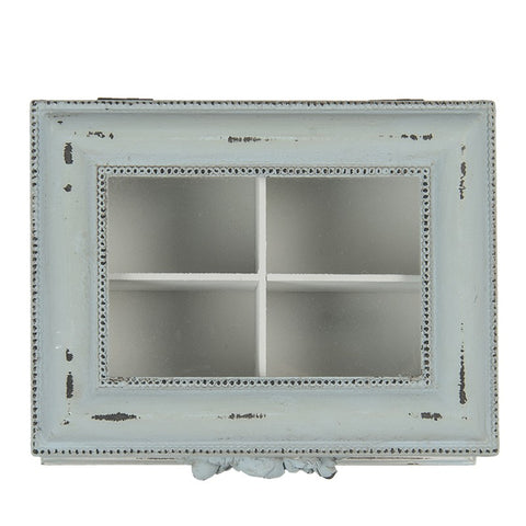 CLAYRE E EEF Shabby light blue tea holder jewelery box empty pockets 20x17x9 cm
