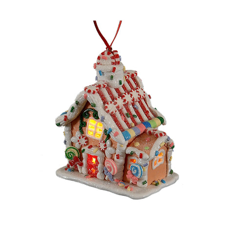 VETUR Maison en pain d'épice avec décorations de Noël à led rose multicolore 12,5 cm