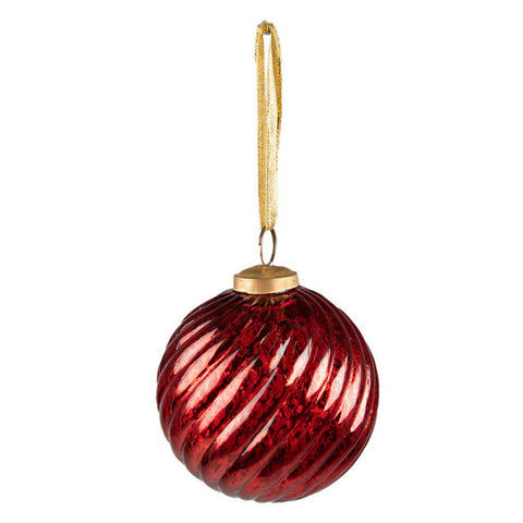 CLAYRE &amp; EEF Décoration de Noël Boule de sapin en verre rouge Ø 9 cm