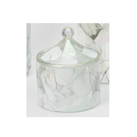 Hervit White floral glass container "Botanic Pagoda" D9.5x12 cm