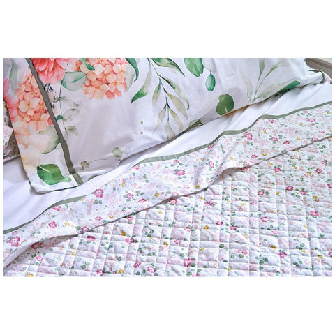 PEARL WHITE Cotton double quilt "SINFONIA" 260x260 cm