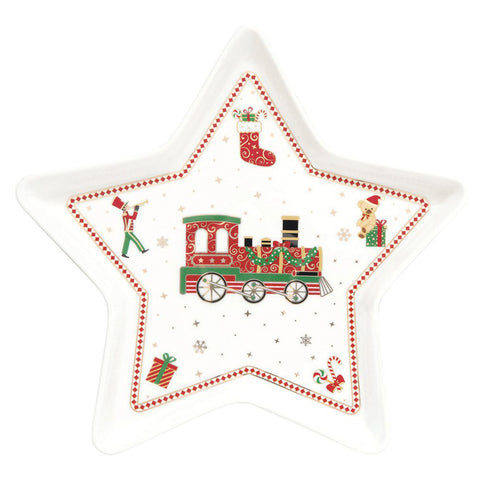 EASY LIFE Piatto natalizio a stella in porcellana "POLAR EXPRESS" Ø19,5 cm