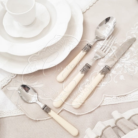 CUDDLES AT HOME JIL 24-piece cutlery set for 6 people in ivory stainless steel