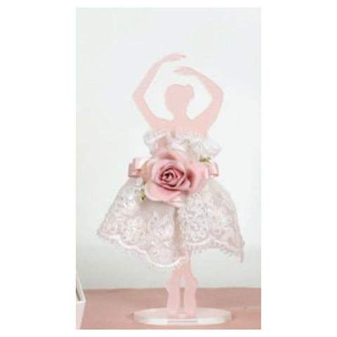 Lena flowers Pink ballerina with lace dress D10xH22 cm