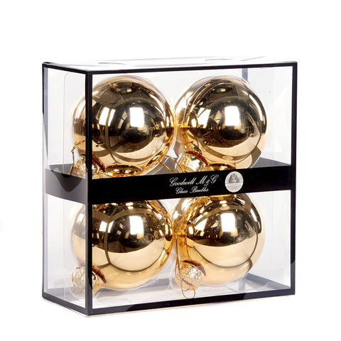 GOODWILL Box set of 4 gold glass Christmas tree balls