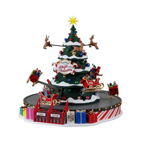 LEMAX Santa's Sleigh Carousel for Christmas Village with Lights Polyresin