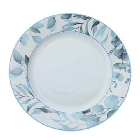 HERVIT Set de deux assiettes fleuries blanc/bleu en porcelaine Botanic Ø27 ​​cm