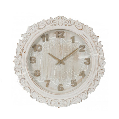 COCCOLE DI CASA Horloge murale ronde festonnée ARIA bois blanc Ø60xH5 cm