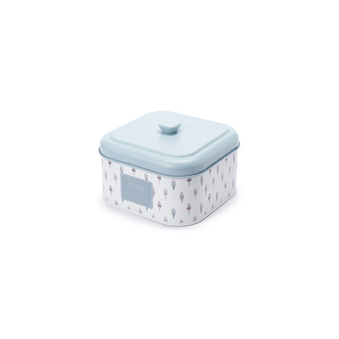 CLOUDS OF FABRIC Square jar for biscuits ICE CREAM tin 21x21x13 cm