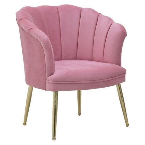 INART Retro vintage bedroom armchair in antique pink velvet 78x61x81cm