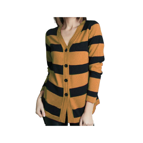 VICOLO TRIVELLI Black and beige striped long-sleeved cardigan sweater