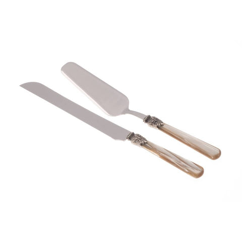 RIVADOSSI Pair of dessert knife and cake shovel ELENA ivory stainless steel