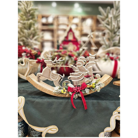 Lena's flowers Rocking sleigh with Santa Claus and reindeer Made in Italy
