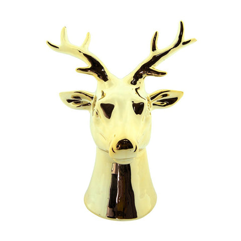Clayre &amp; Eef Christmas Figurine Deer in Polished Gold Porcelain 3 Variants (1pc)