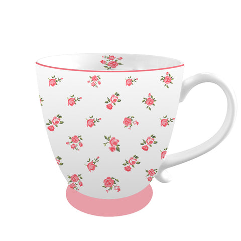 ISABELLE ROSE Mug HOLLY porcelain breakfast cup with pink flowers 430 ml