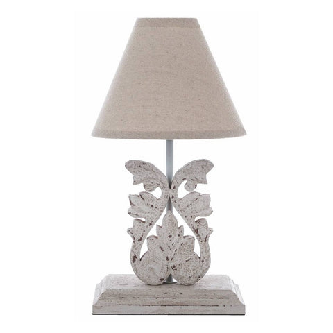 BLANC MARICLO' Wooden lamp base with dove gray fabric lampshade L18xH26xP12cm