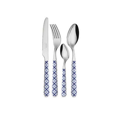 NEVA CUTLERY 24-piece steel cutlery set OPTICAL blue BD14042BLC