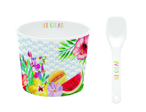 EASY LIFE Bol à glace tasse en porcelaine avec cuillère TR03-083-3