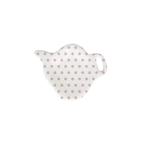 ISABELLE ROSE Tea bag holder in pink and white porcelain with polka dots 9,5x7,2cm