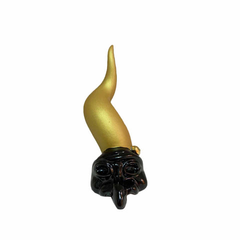 SBORDONE Gold lucky horn with black mask H9 cm CR05