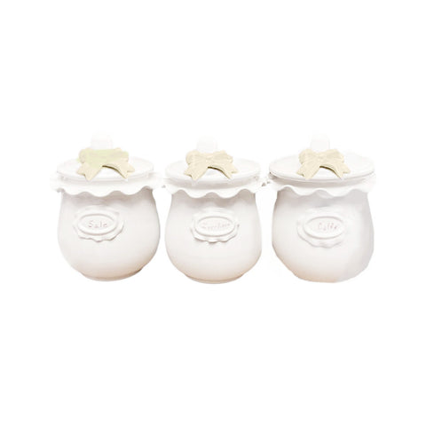 AD REM COLLECTION Set de 3 pots trio de récipients en porcelaine blanche Ø12 H18 cm