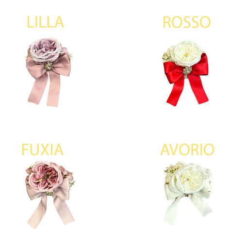FIORI DI LENA Saponetta 100 gr con rosa, ortensia, nebbiolina e bottone gioiello 4 varianti made in italy H 8x6 cm