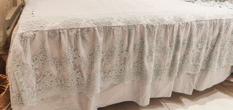 CHEZ MOI Double bedspread in cotton percale and lace 2 variants