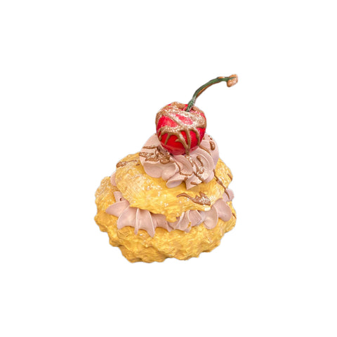 I DOLCI DI NAMI Cream puffs with cherry and pink cream, handmade sweet decoration 9x8 cm