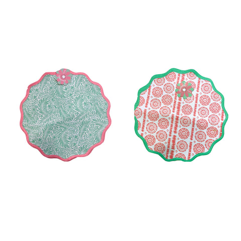 L'ATELIER 17 Set of two round placemats in pure cotton with "PICCADILLY" Shabby Chic decorations D40 cm 2 variants