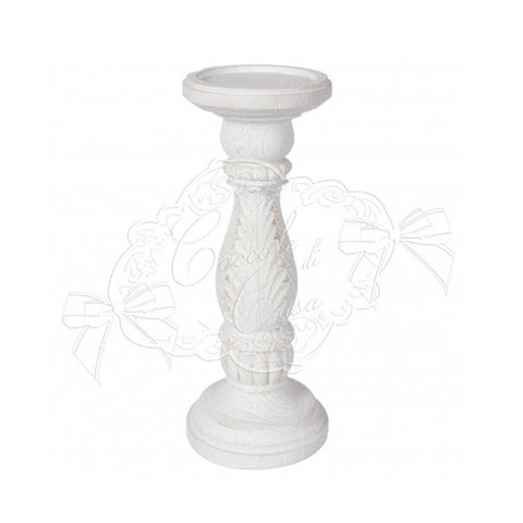 COCCOLE DI CASA Candlestick in white resin LEAVES D.14xH.35x12 cm