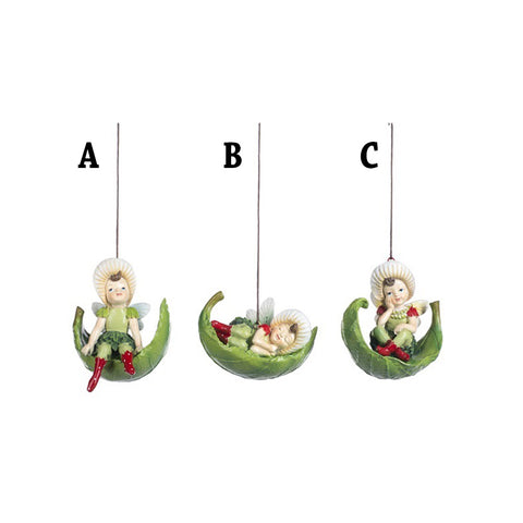 GOODWILL Fairy Christmas decoration wrapped in resin leaf 3 variants 9 cm