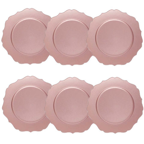 Fade Set 6 Pink Decorative Underplates in Celluloid "Tablemat Lea", Modern Glamor Design D33 cm