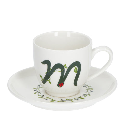 LA PORCELLANA BIANCA Espresso cup with saucer letter M in porcelain "Solo Tua" 90 cc