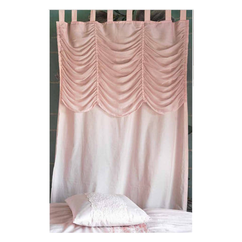 L'ATELIER 17 Opaque pink curtain for bedroom or kitchen in pure cotton with Chiffon drapery, Marieclaire Collection, Shabby Chic 140x290 cm