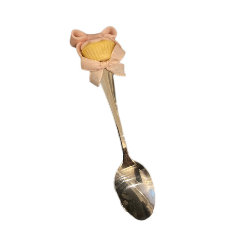 I DOLCI DI NAMI Cuillère en métal avec décoration de muffins faits à la main rose 16 cm