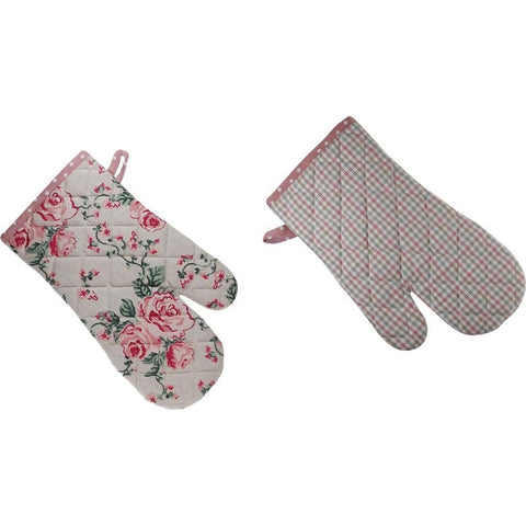 MAGNUS REGALO Pink cotton oven glove with flowers 18x32 cm 90038