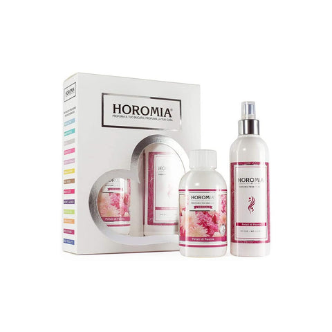 HOROMIA Coffret cadeau lessive parfum tissu déodorant PEONY PETALS fleuri