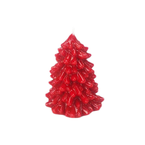 CERERIA PARMA Moyenne bougie sapin laquée Bougie de Noël cire rouge Ø12 H14 cm