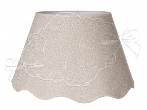 COCCOLE DI CASA Petit abat-jour capot festonné en tissu gris tourterelle E14 Shabby Chic Vintage D.18XP.30XH.18 cm