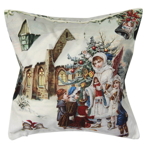 Clayre & Eef Federa cuscino bianco con stampa natalizia quadrato in poliestere 45x45 cm