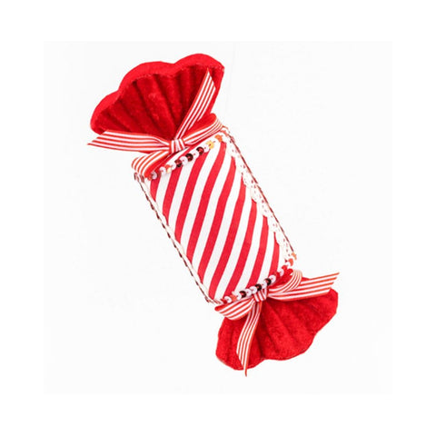 Décoration bonbon de Noël VETUR à rayures rouges et blanches en tissu 25cm