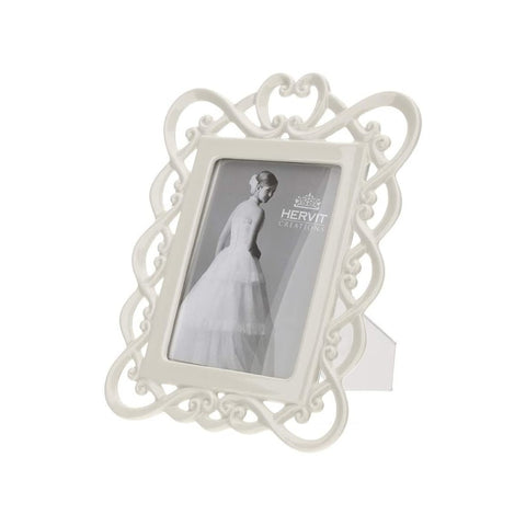 HERVIT CAPRI cadre photo en porcelaine blanche avec décor 17x21,5 cm