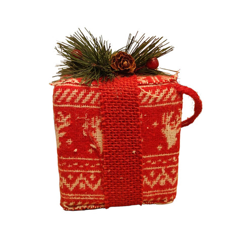 VACCHETTI Christmas gift bag in red fabric to hang 9x9xh13 cm