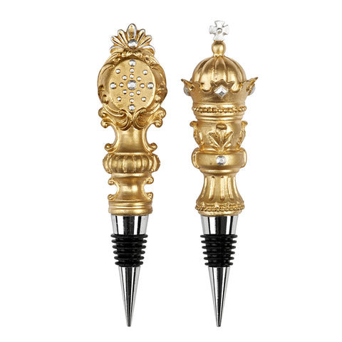 Fade Set of two gold-colored wine bottle stoppers in resin and steel