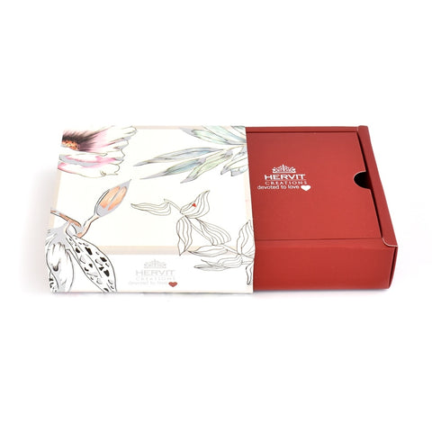HERVIT Boîte pour dragées en carton rouge avec fleurs 10x10x3 cm 28063