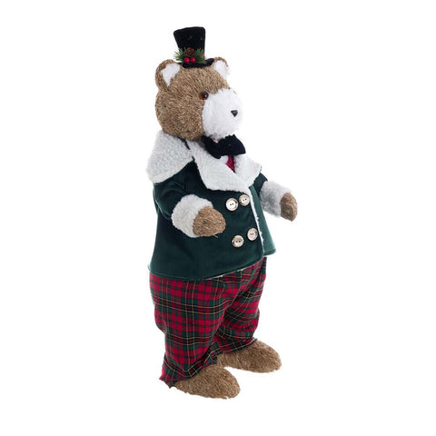 Blanc Mariclò Christmas figurine Bear in green dress 28x30xH60 cm 2 variants (1pc)