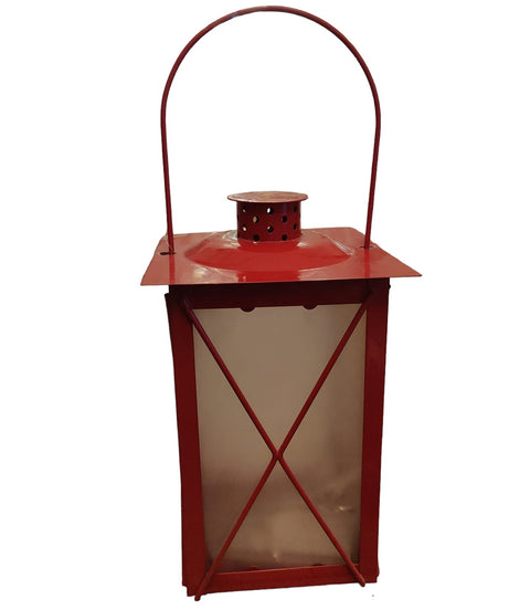 Angelica Home & Country Lanterna rossa natalizia con luci led in ferro h36 cm