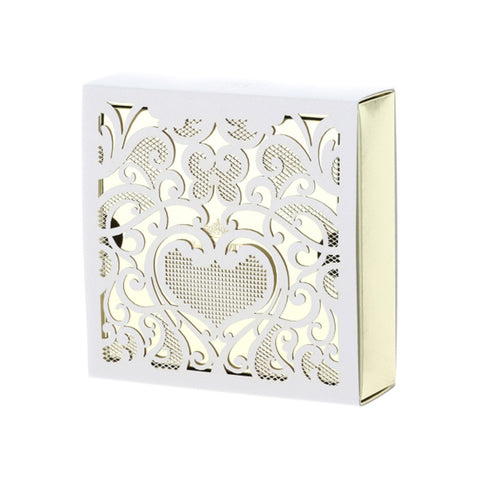Hervit Box Boîte en carton doré avec coeur 10x10x3 cm