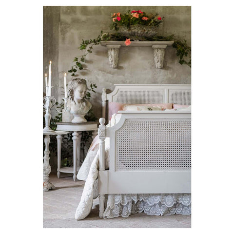 Blanc Mariclò Lit double complet avec panneaux latéraux, pied de lit et lattes en bois de Bayur "Collection Artemisia"