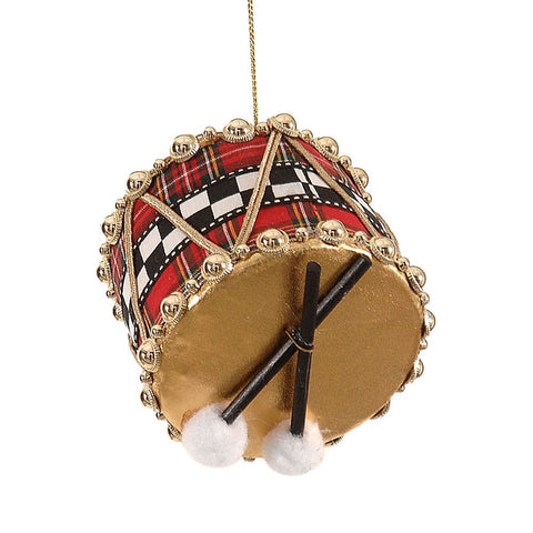 VETUR Decorazione albero di  natale tamburo con bacchette rosso scozzese 9 cm